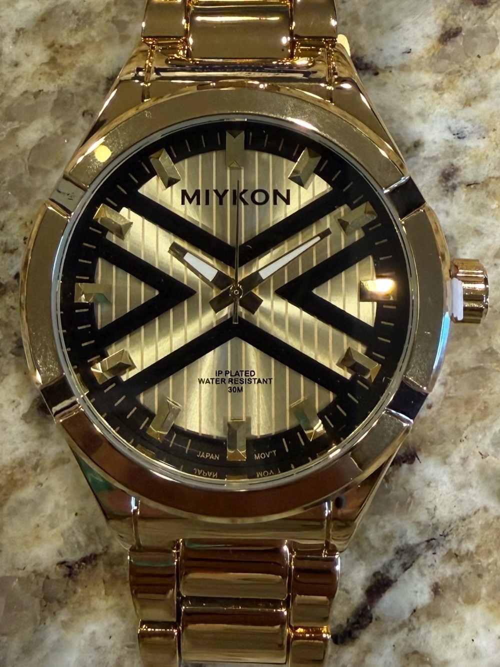 Miykon Men's Gold Stainless Steel Quartz Watch - Water-Resistant, Gold Dial
